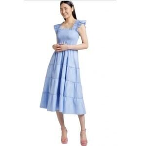Hill House NWOT Ellie Nap Dress Light Blue Metallic Tiered Dress S